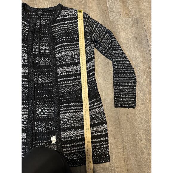 Talbots Black White Metallic Duster Open Front Cardigan Sweater Women’s SP - Picture 3 of 7